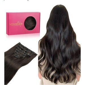 Clip-In Human Hair Extensions – 18” - Dark Brown